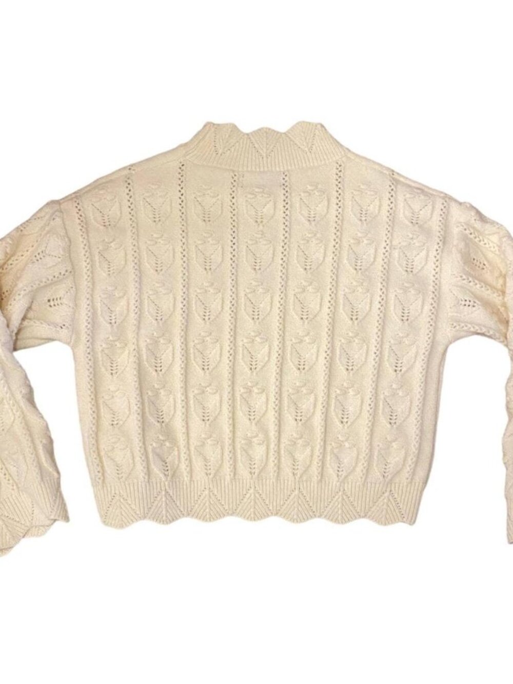 Cider Cream Mock Neck Cable-Knit Sweater | Size M